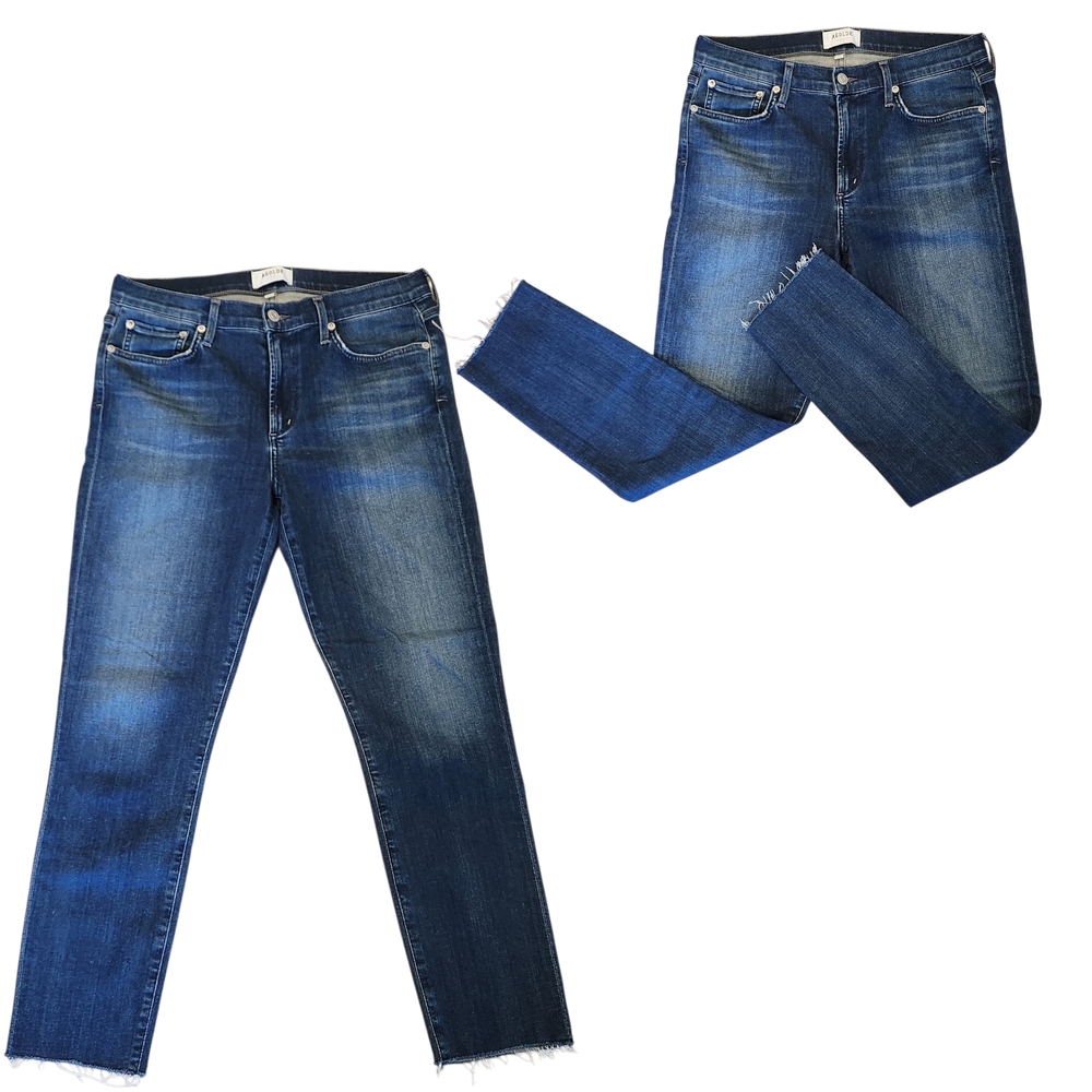 AGOLDE Women's 30 Sophie High Rise Skinny Slim Raw Hem Stretch Crop Denim Jeans